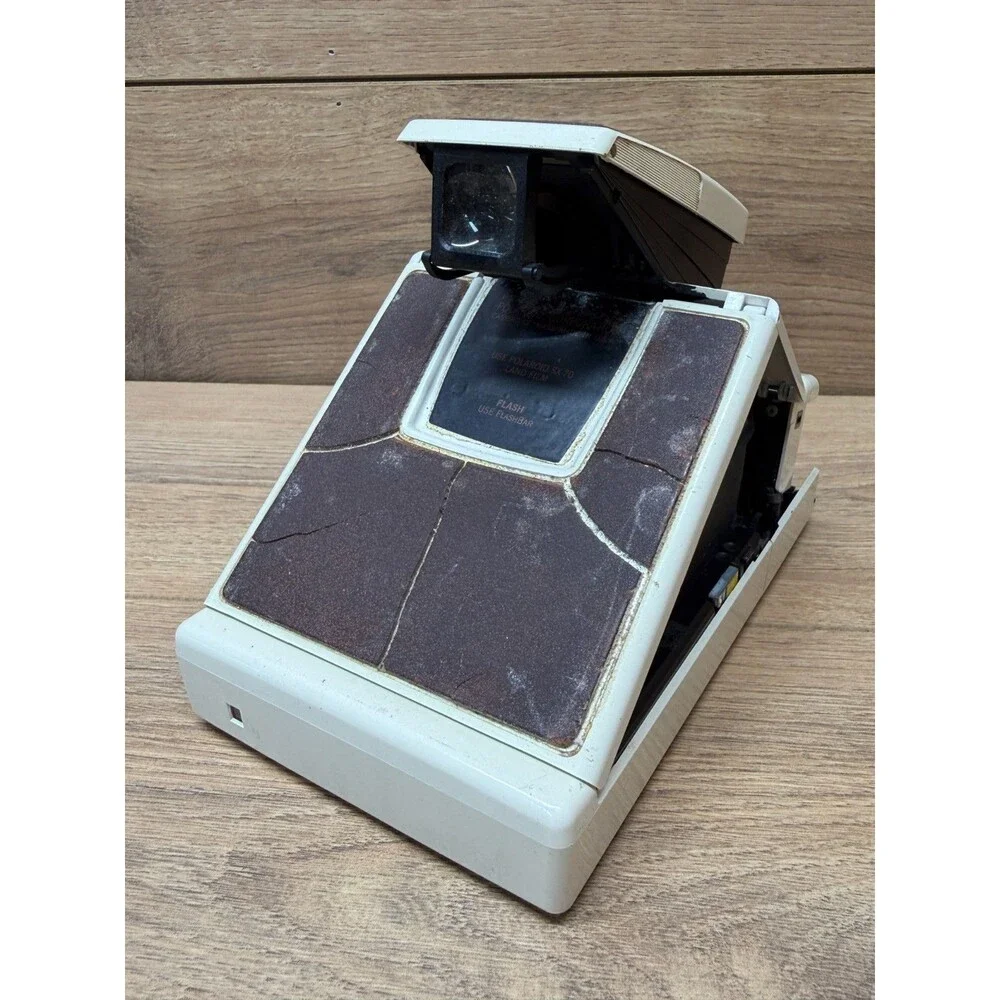 Vintage Polaroid SX-70 Land Camera Model 2 White Untested Cracked Leatherette